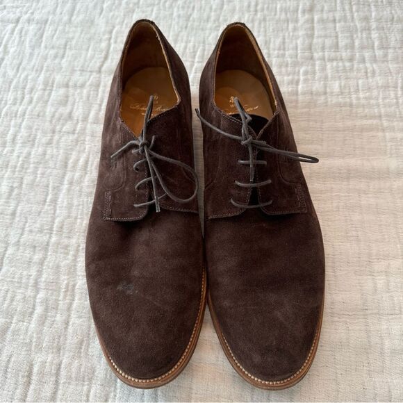 Brooks Brothers Suede Lace-Up Shoes Size 12 Made In Italy Brown - Picture 1 of 8